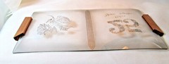 SILVER ANNIVERSARY (25 YEAR) GLASS SERVING TRAY 15″ X 8″ USA SELLER