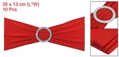 10Pcs 14″x5″ Stretch Chair Sashes Bows Chair Bands Sash with Buckle Red