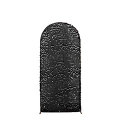 6 ft BLACK Big Payette Sequin Fitted Round Top Wedding Arch STAND COVER Party