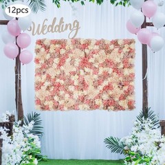 12pcs Artificial Flower Wall Panel Artificial Flower Wall Backdrop 11.81*11.81in