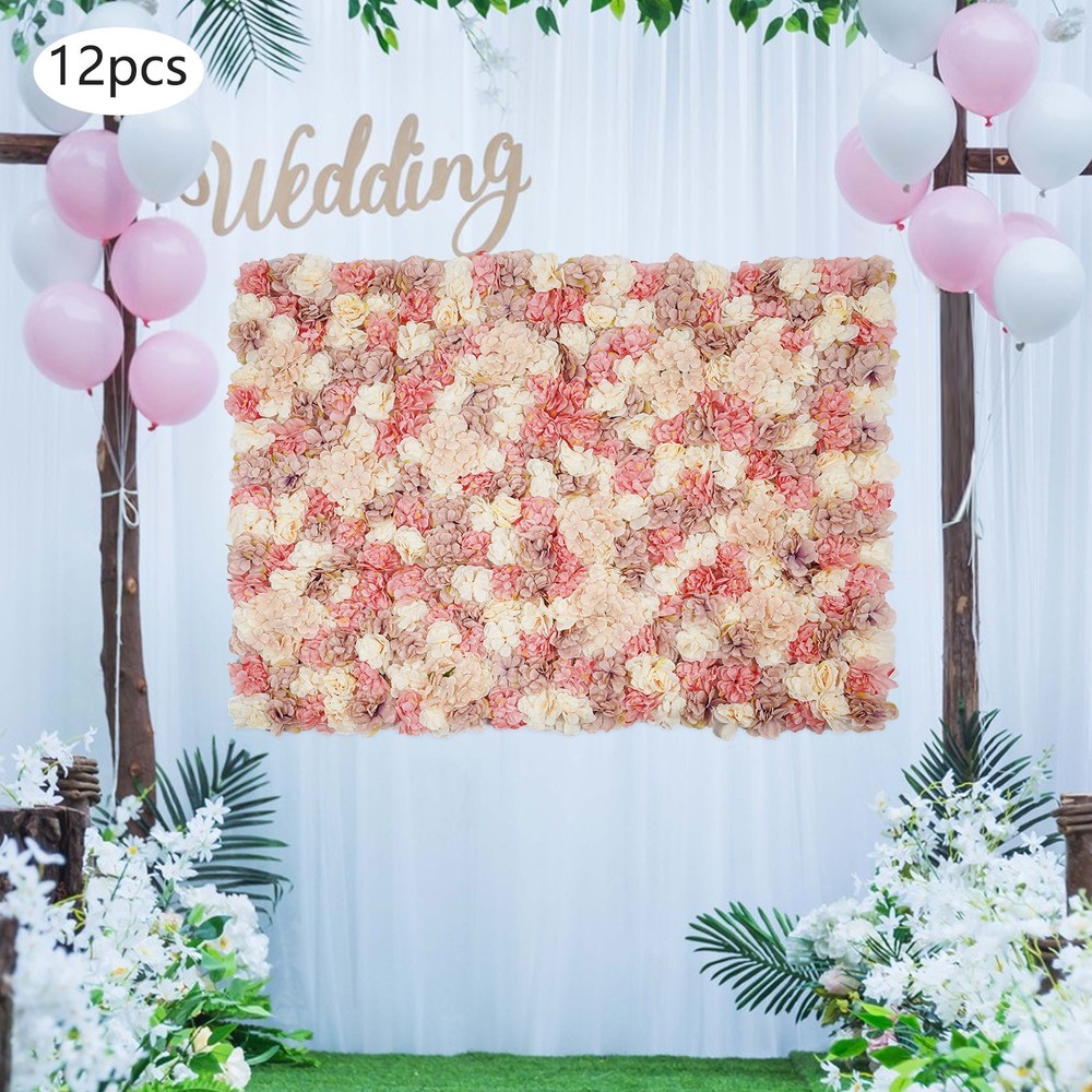 12pcs Artificial Flower Wall Panel Artificial Flower Wall Backdrop 11.81*11.81in