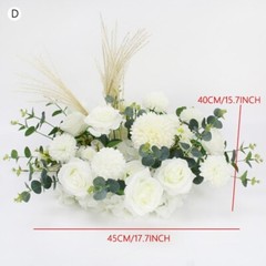Pu Fan Leaf Pampas Grass White Rose Flower Arrangement Wedding Backdrop Decor