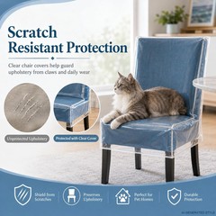 2 Pack Clear Plastic Dining Chair Covers, Waterproof Dining Chair Protectors wit
