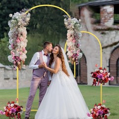 Set of 2 Gold Metal Arch Backdrop Frames – Perfect for Weddings & Celebrations