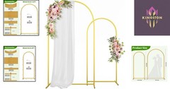 Set of 2 Gold Metal Arch Backdrop Frames – Perfect for Weddings & Celebrations