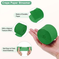 8-Rolls 656ft Crepe Paper Streamer for DIY [Dark Green-1.8 Inch x 82 Ft/Roll]
