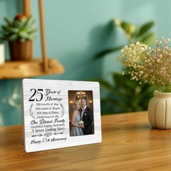 25th Anniversary Picture Frame Gifts for Couple, Silver Wedding Anniversary f…