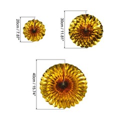 Hanging Paper Fans Party Set 6Pcs Decoration for Home Birthday Wedding(Gold)