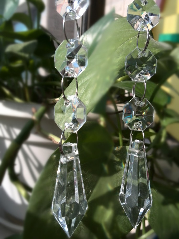 60pcs Clear Acrylic Crystal Ice Drop Beads Wedding Party Decor Hanging Garland
