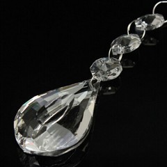 10Pcs Teardrop Crystal Glass Lamp Prisms Part Decoration Pendant +Octagon Beads