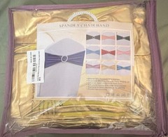 Gold Solid Spandex/Polyester Chair Sash w/ Rhinestone Buckle for Wedding