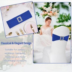 100 PCS Spandex Chair Sashes Royal Blue Elastic Stretch Dining Chair Slipcovers