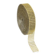 1″x10 Yard Crystal Rhinestones Mesh Ribbon Gold (4mm)