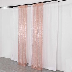 2 BLUSH 8ft x 2ft Sequined Backdrop Curtain with Rod Pockets Wedding Decorations