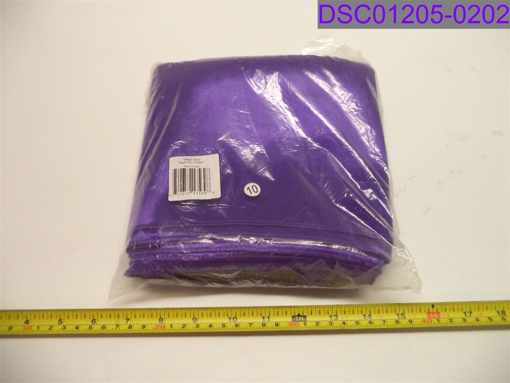 Qty = 1 Pack of 10: Purple Taffeta Chair Sash Tie 840659135698