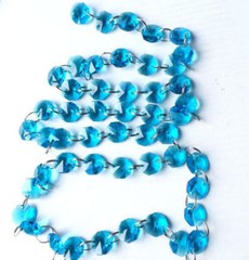 5M 14mm Aqua Octagon Crystal Bead Wedding Cake Decorative Garland Chain Strand