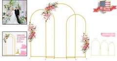 Durable Gold Metal Wedding Arch Backdrop – 3 Sizes for Elegant Celebrations