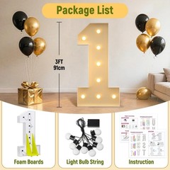 Mixifox 3FT Marquee Numbers 1 Large Light up Numbers for 1st 21st Birthday De…