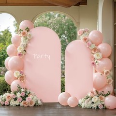 Arch Cover 2 Set – 7.2 and 6ft Arch Backdrop Cover Spandex 7.2FT+6FT Pink