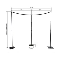 BLACK 11 ft Adjustable Heavy Duty Curved Pipe and Drape Backdrop Support Kit
