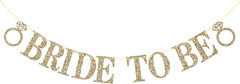 Pre-Strung Bride to Be Banner NO DIY Bride to Be Sign Gold Glitter Bacheloret…