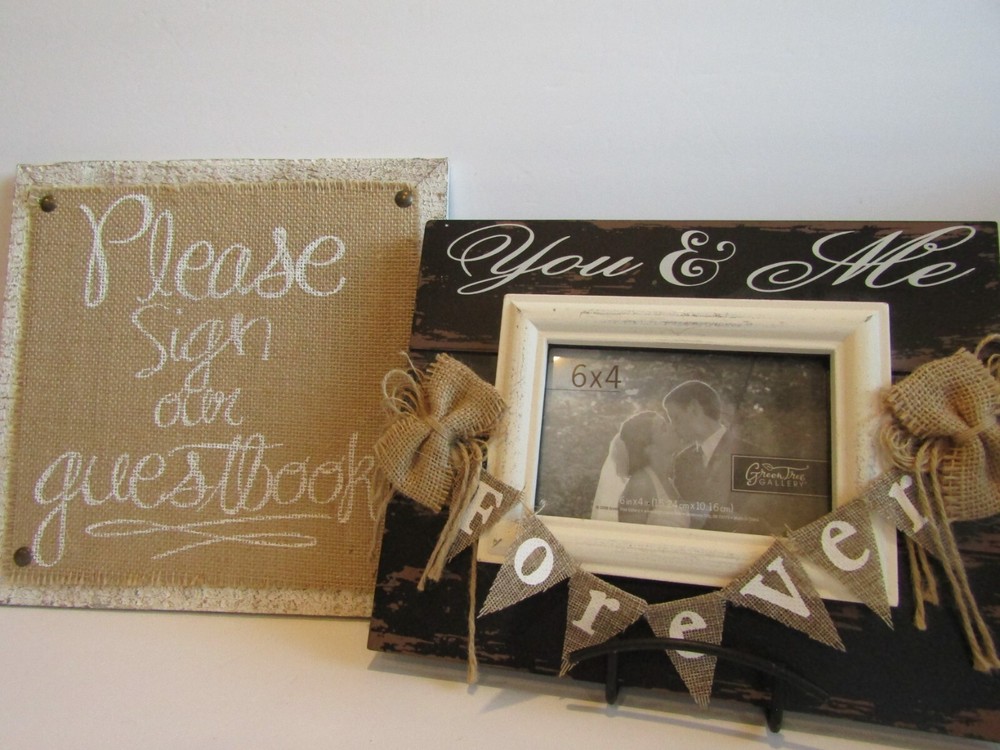 Green Tree Gallery YOU AND ME FOREVER Black WOOD Picture Frame & SIGN GUEST BOOK