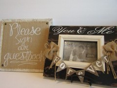 Green Tree Gallery YOU AND ME FOREVER Black WOOD Picture Frame & SIGN GUEST BOOK