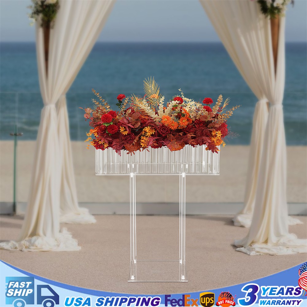 Modern Acrylic Wedding Crystal Flower Stand 11.81*7.87 In Stable Base Clear