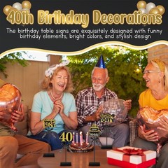 Yousoontic 4 Pcs 40th Birthday Table Decorations for Men Women, Black Gold Wo…