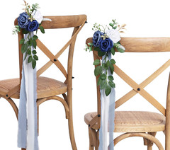 Elegant Blue Pew Flowers Set for Wedding Aisle Decorations – 10 Pack