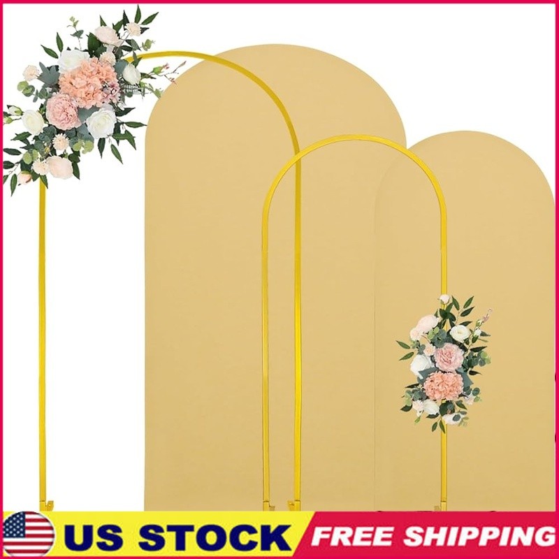 Wedding Arch Stand Set 2pcs Spandex Cover Portable Backdrop Elegant Decor Party