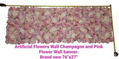 3D Flower Wall Panel-12pcs Artificial Flower Wall Background Silk Rose Wedding