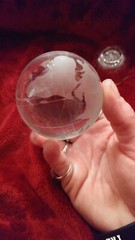 Beautiful Genuine Crystal World Globe Earth Sphere Etched Frosted Glass Ball