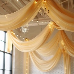5ft x 32ft CHAMPAGNE Premium Chiffon Sheer Backdrop CURTAIN PANEL Drape Party