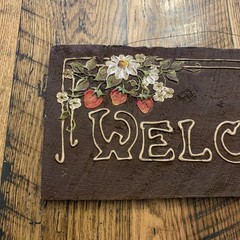 Home Interior Decor Wood Sign WELCOME 18”x8” Stained Hand Painted Handmade 80s