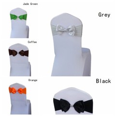 10pcs Chair Cover Sash Bowknot Spandex Satin Bow Stretch Ribbon Wedding Party