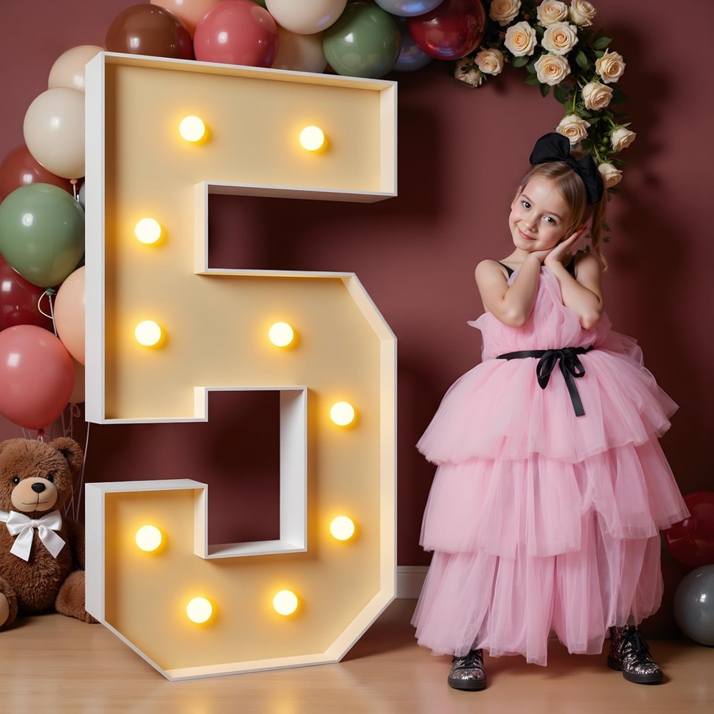 imprsv 4FT Marquee Numbers, Light Up Numbers 5 for 15th 50th Birthday Decorat…