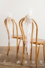 8pcs Wedding Artificial Aisle Pew Flowers White & Beige Chair Decorations