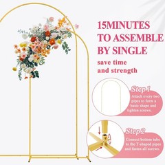 Gold Metal Arched Backdrop Stand Set for Weddings, Birthdays, and Celebrations