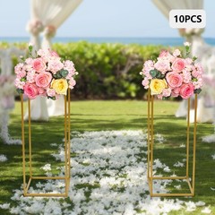 10PCS Gold Wedding Flower Stands 24in Metal Column Party Decor Display Rack