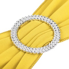 25Pcs 14″x5″ Stretch Chair Sashes Bows Chair Bands Sash with Buckle Yellow