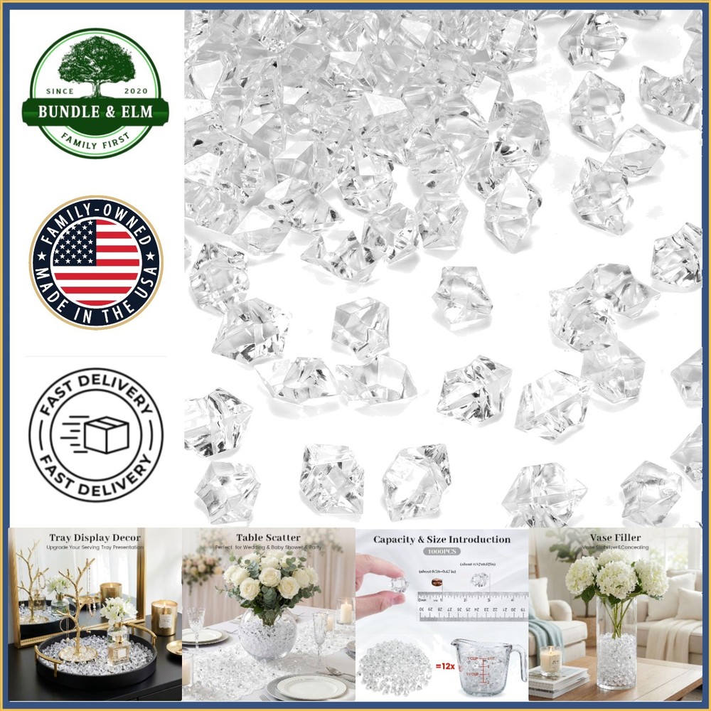Versatile 1000PCS Clear Plastic Gems for Weddings and Party Decorations