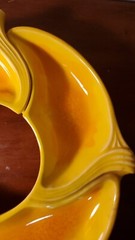 Decor Vintage Chip Trays No Dip Bowl Unmarked Pottery Glazed Yellow Orange