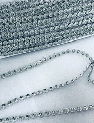 10 Yards Silver Emerald Rhinestone Ribbon Mesh Roll Wedding Party Decoration