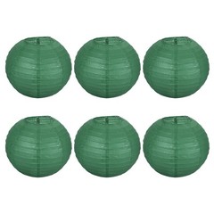6pcs 8 Inch Folding Hanging Paper Lanterns Medium Lampshade Dark Green