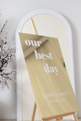 Wedding Welcome Sign – Gold Mirror Customized Sign – Wedding Reception Signage