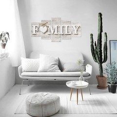 SUNYSUBY 5PCS/Set FAMILY Sign Rustic Beige Wood Grain Large Framed Hand-Made …