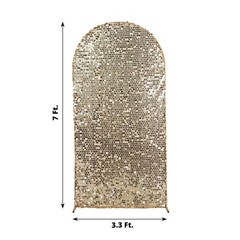 7 ft CHAMPAGNE Big Payette Sequin Fitted Round Top Wedding Arch STAND COVER