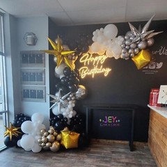 Black and Gold Balloon Garland Arch Kit, 185Pcs Explosion Star Black White Me…