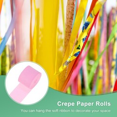 6-Rolls 492ft Crepe Paper Streamer for DIY [Pink-1.8 Inch x 82 Ft/Roll]
